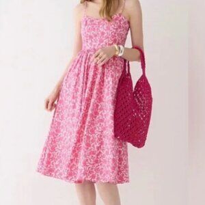 J.CREW A-line cotton poplin midi dress in rosebud floral-size 00